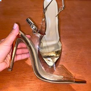 Wild Diva Lounge Clear Slingback Peeptoe Pumps
